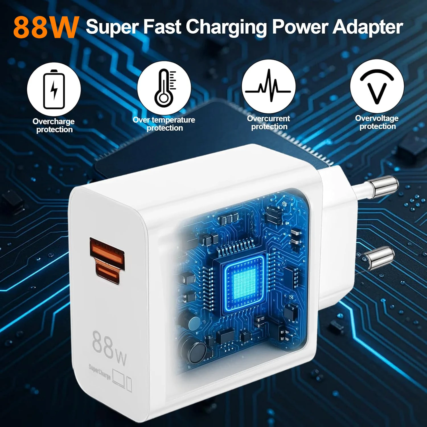 88 واط ماكس USB A C سوبر سريع PD شاحن لهواوي ماتي 60 P60 نوفا 12 الشرف 400 ماجيك 6 برو نوع C إلى نوع C كابل شحن سريع