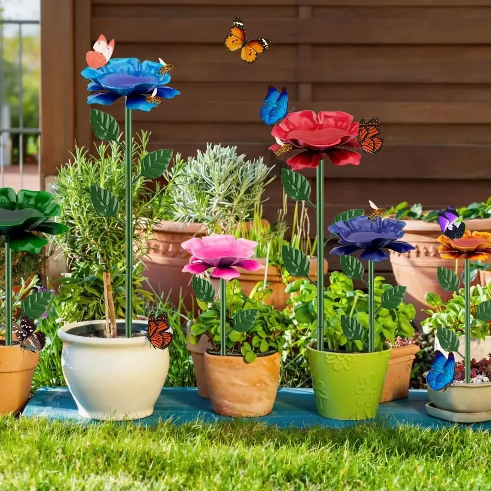 2 Stück Metall-Bienenwasserspender Rostbeständiger Trinkbrunnenhalter Bienenbewässerungsstation Blumendesign Vogelbadständer – Detail 12