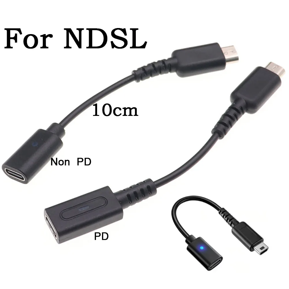 Adattatore di ricarica Auroxin con connettore USB-C e alimentatore, dotato di LED, per console DS Lite NDSL.