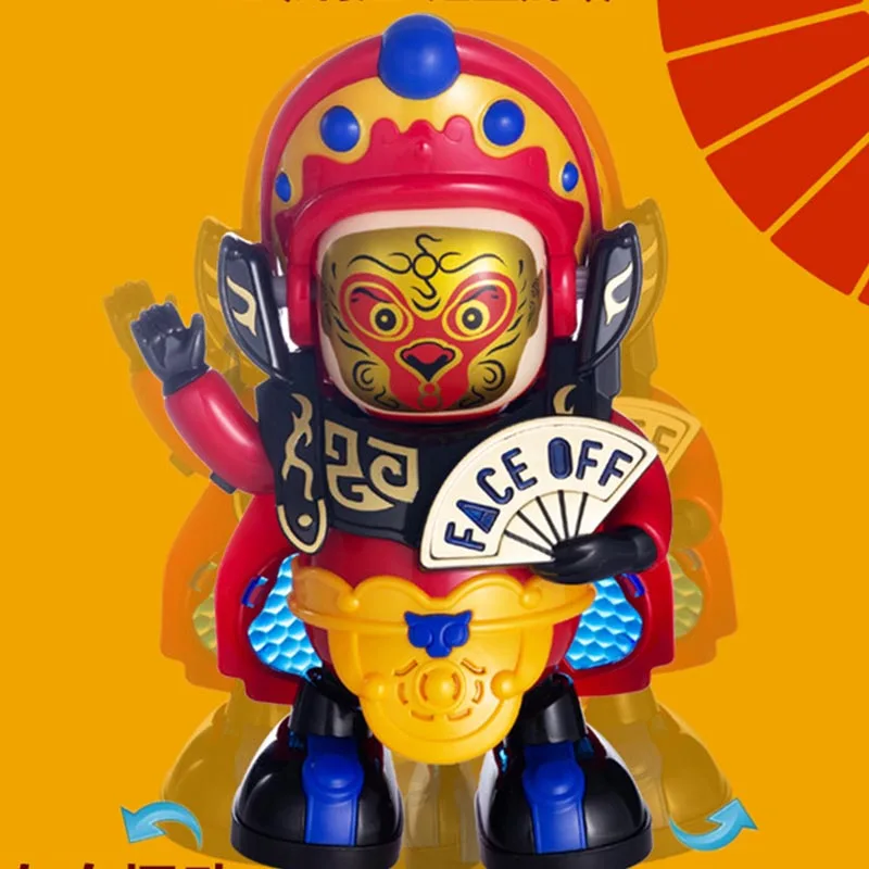 Elétrico automático dança robô bebê brinquedo, ópera chinesa cara mudança boneca, presente de aniversário infantil, brinquedos para crianças, vintage