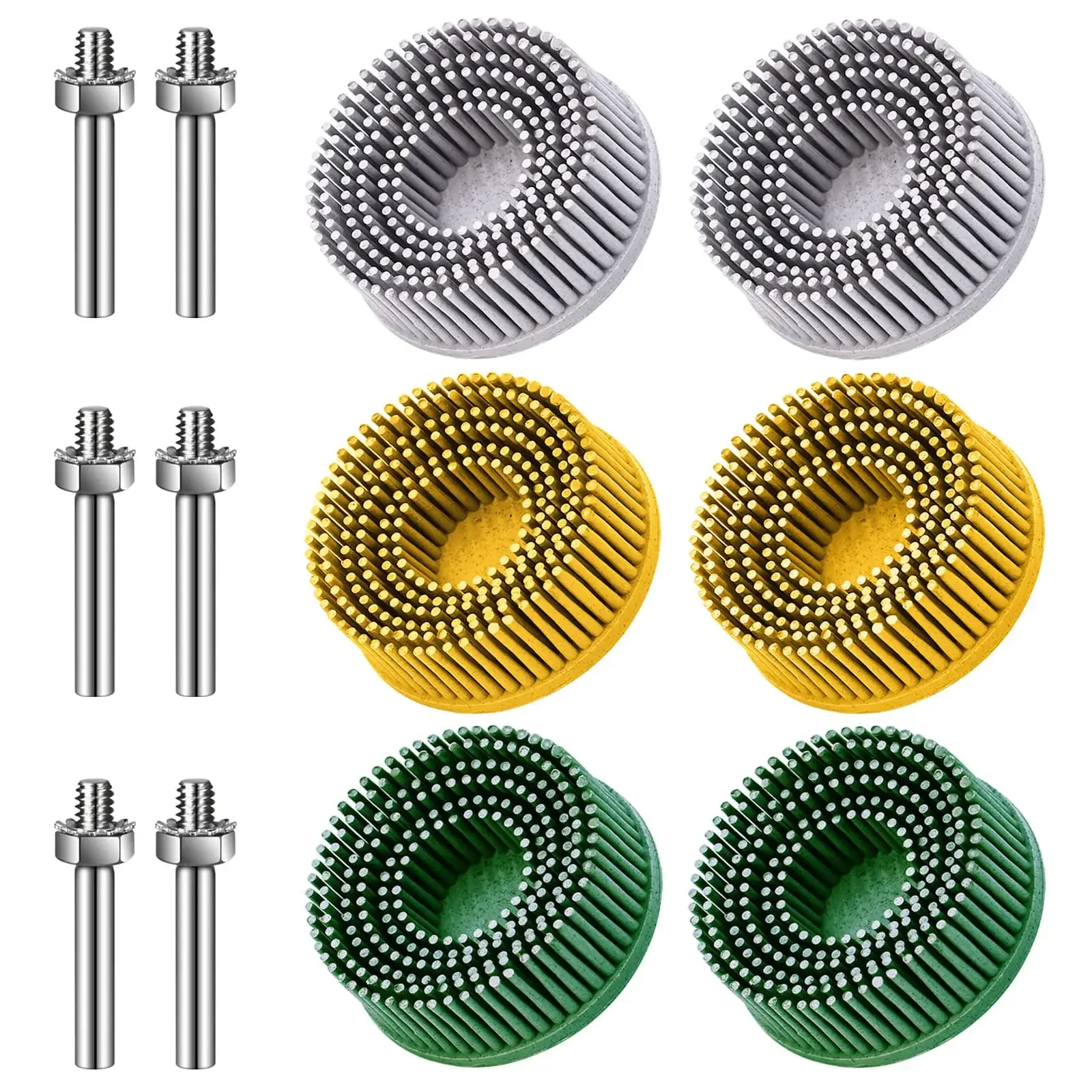 For Metal Deburring Blending 2 Inch Bristle Disc Grit 50# 80# 120# with 1/4 Inch Shank Attachment Gasket Coating Removal Disc