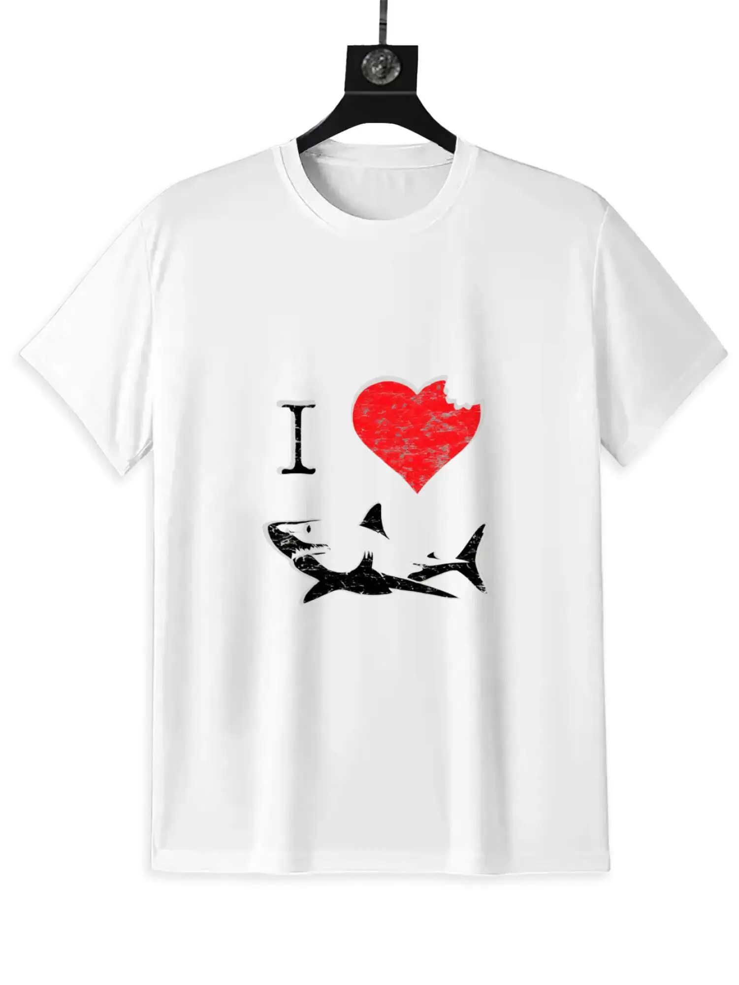 

I Love Sharks T Shirt Daddy Shark Funny Graphic Tee Gift for Dad Vintage Tee