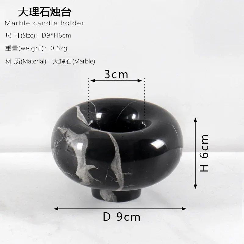 Nordic style retro stone marble aromatherapy candlestick ornament high-end light luxury dining table atmosphere layout