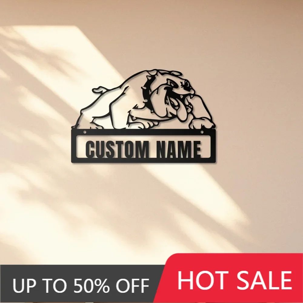 

1PC 1pc Timeless Iron Bulldog Metal Wall Art Sign Custom - Personalized Dog Breed Silhouette Wall - Mounted Home Pet Room Decor