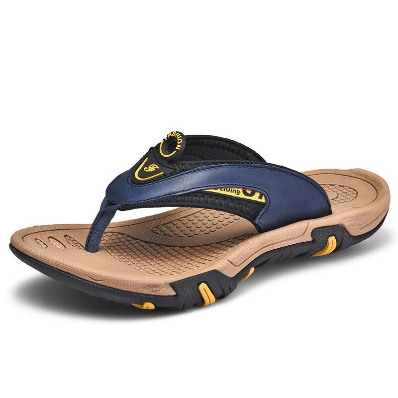 Men Genuine Leather Flip Flops Slippers Outdoor Summer Shoes Beach Chanclas Hombre Chinelo Masculino Claquette Homme