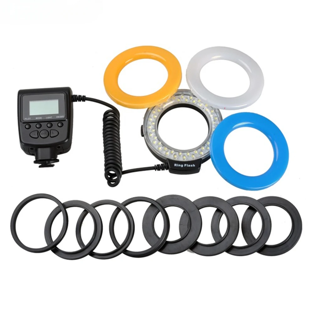 

48pcs Macro LED Ring Flash Bundle with 8 Adapter Ring for Canon Nikon Pentax Olympus Panasonic DSLR Camera Flash