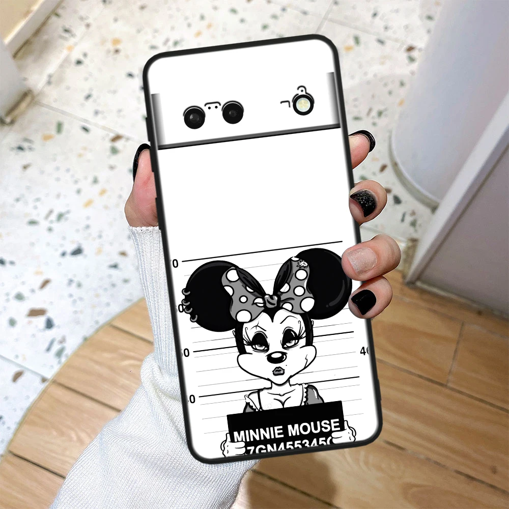 Black Phone Case for Google Pixel 8 7A 6A 5A 5 4 4A XL Pro 5G Cool Minnie And Friend Soft Funda Shell Cover