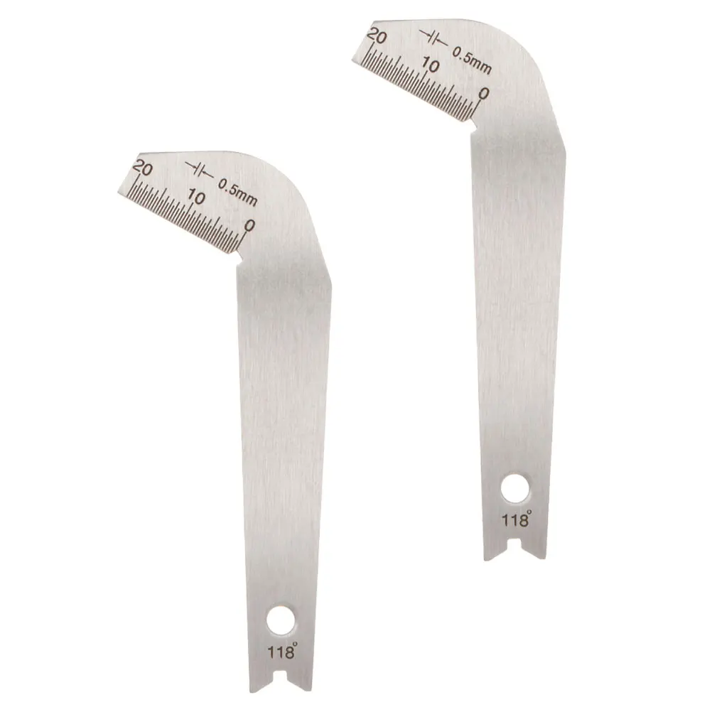 

2 Pcs Stainless Steel Drill Bit Gauge 118 Degree Angle Measurement Tool for Welding Metal Measuring Instrument