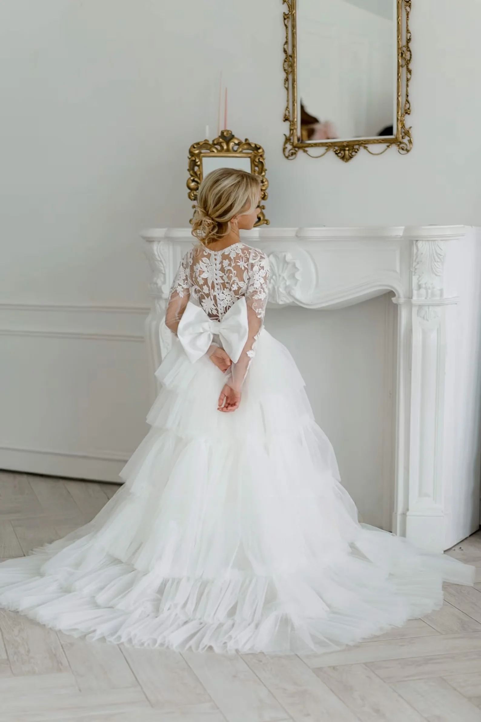 Mehrlagiges Mesh-Kleid für Kinder, Spitzenkleid für Blumenmädchen, Kleid für Klavierauftritte, Geburtstagskleid.