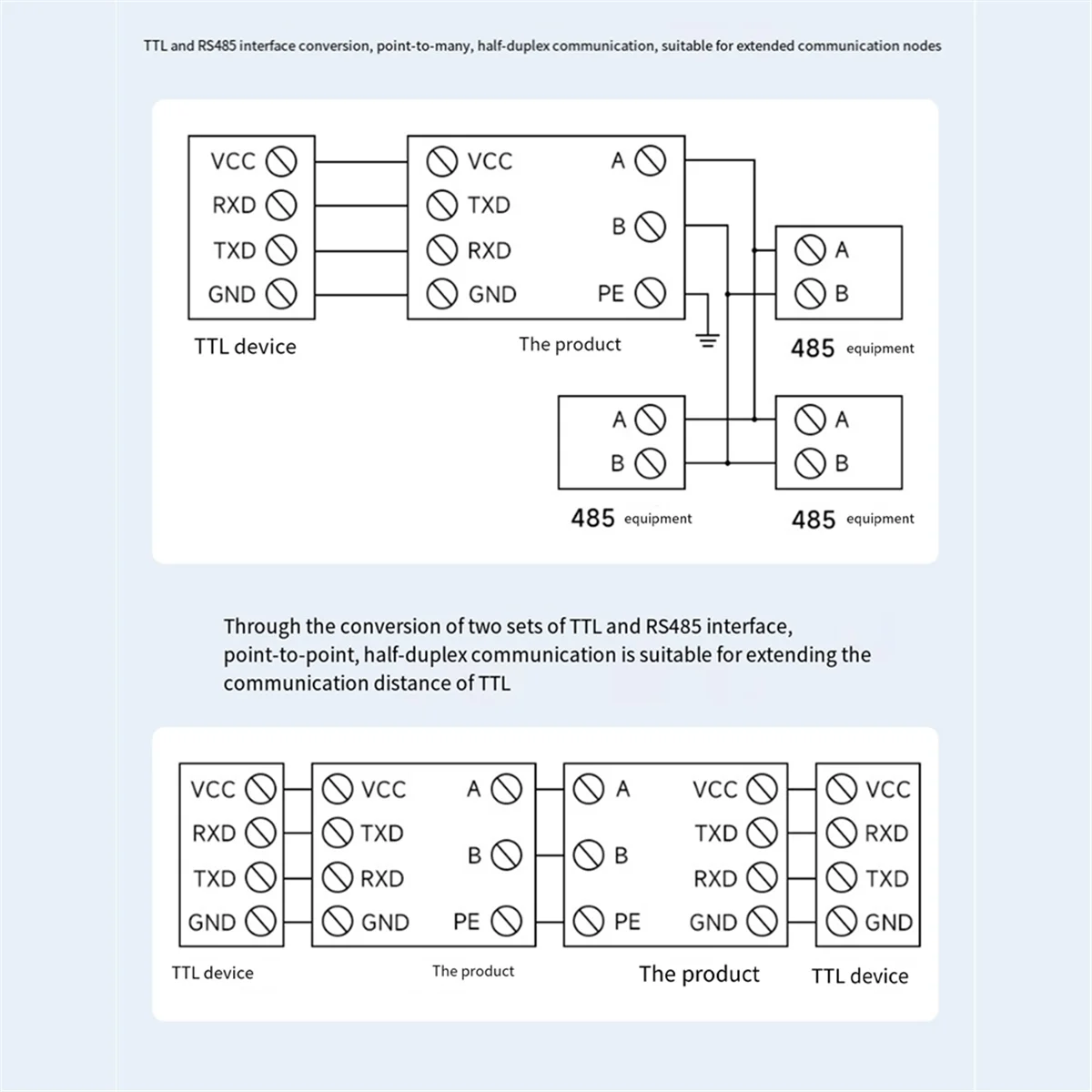 Efficient TTL To RS485 Module 3.3V-5V Level Converter Module