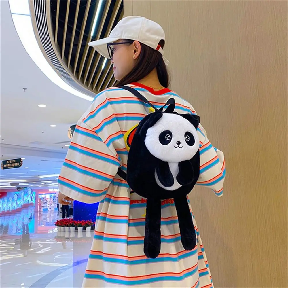 Animals Panda Plush Shoulder Bag Kindergarten Plush Toy Baby School Bag Cute Cartoon Coin Purse Plush Backpack Toddler