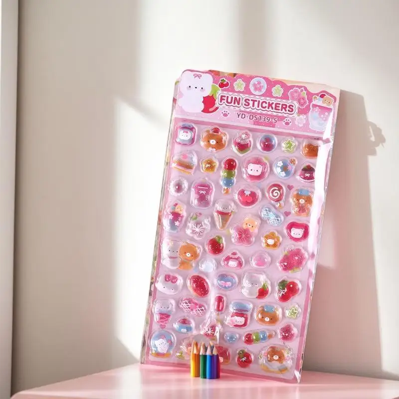 1/6 Stuks Leuke Cartoon Dieren 3D Relief Stickers Herbruikbare Patch Voor Plakboeken Planner Tijdschriften Laptops Telefoon Case DIY Stickers