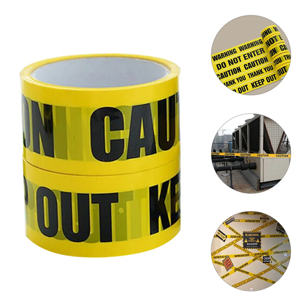 2 لفات شريط تحذير أصفر 100 متر لفة مانعة لتسرب الماء مادة البولي ايثيلين حاجز تحذير عالي الوضوح لخطر مواقع البناء