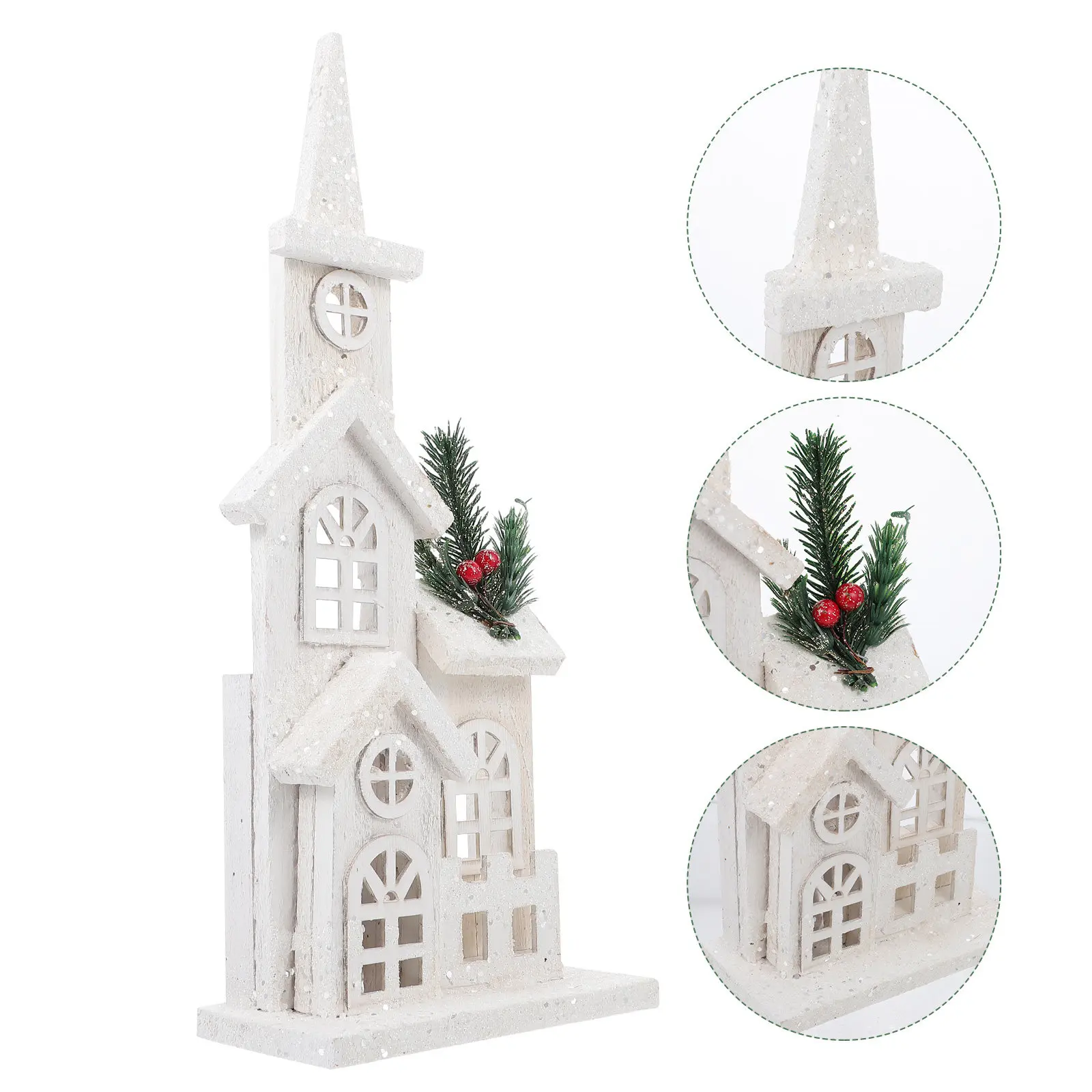 

1Pcs Luminous Castle Ornament Christmas Decor Desktop Adornment Party Xmas Home Decoration Showcase Miniature Craft