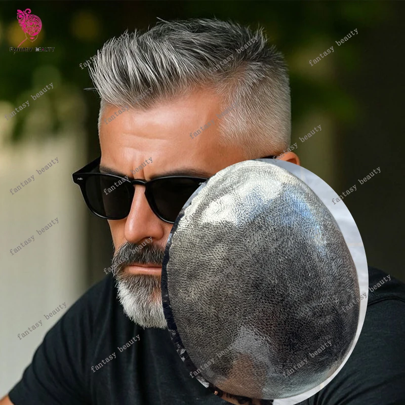 

Необнаружимый 1B40 1B65 Серый Серебристый Черный Человеческие Волосы Мужской Парик Капиллярный Протез Простота В установке Полный ПУ Прочный Темно-Коричневый Парик