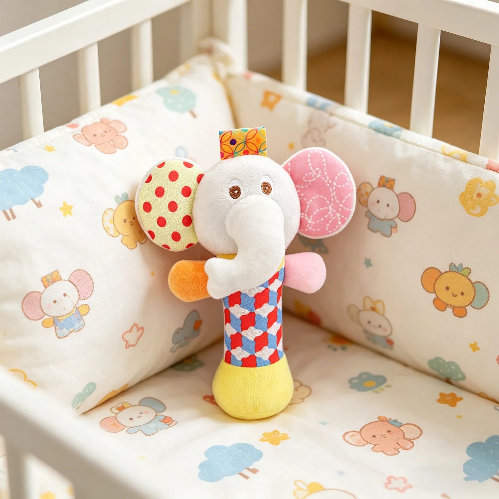 

1pc Hand Jingle Bell Durable Cartoon Animal Shape Sensory Development For Newborns Infant Hand-Eye Coordination