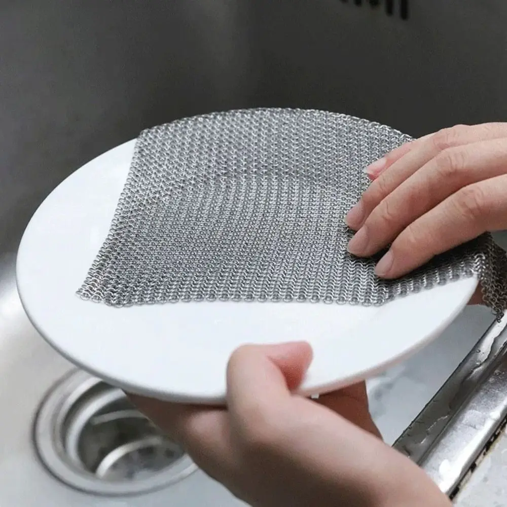 Square Stainless Steel Dishcloth Corrosion Resistant Rust-free Pan Rust Remover No Residue Hangable Pot Brush Bowl