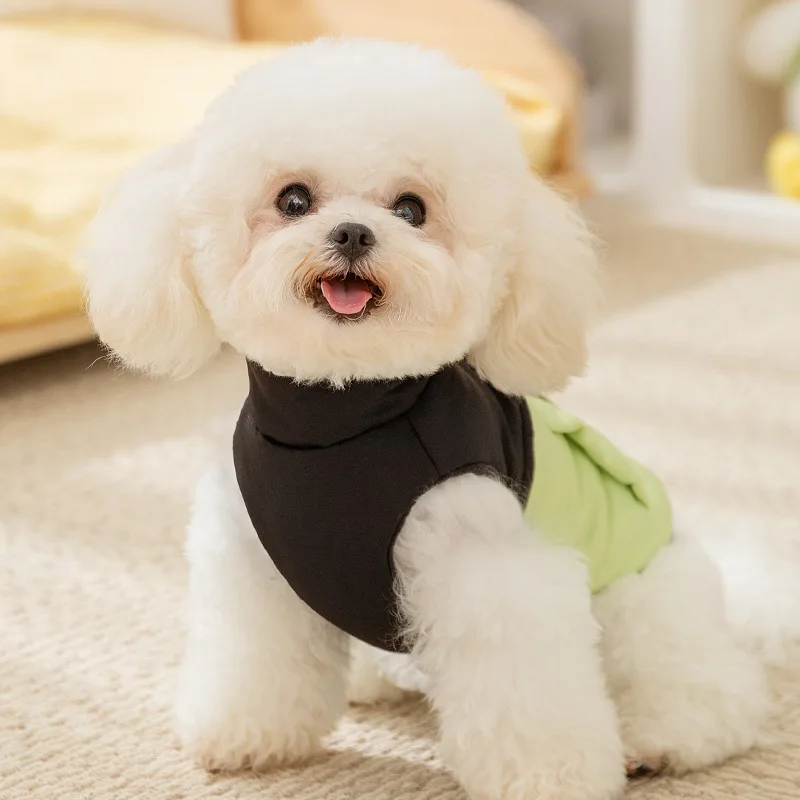 Simple Contrasting Colors Fashion Splicing Traction Vest Small Dog Cat Two Feet Sleeveless Pet Dog Autumn Clothing