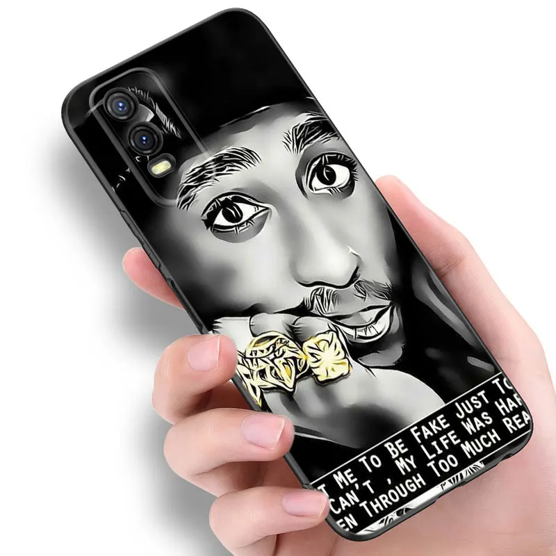 Rapper 2pac Singer Silicone Phone Case For V27 V30 Pro V29e Y27 Y55 Y78 5G Y02S Y15S Y17S Y21S Y33S Y76S Y16 Y22 Y35 Y36