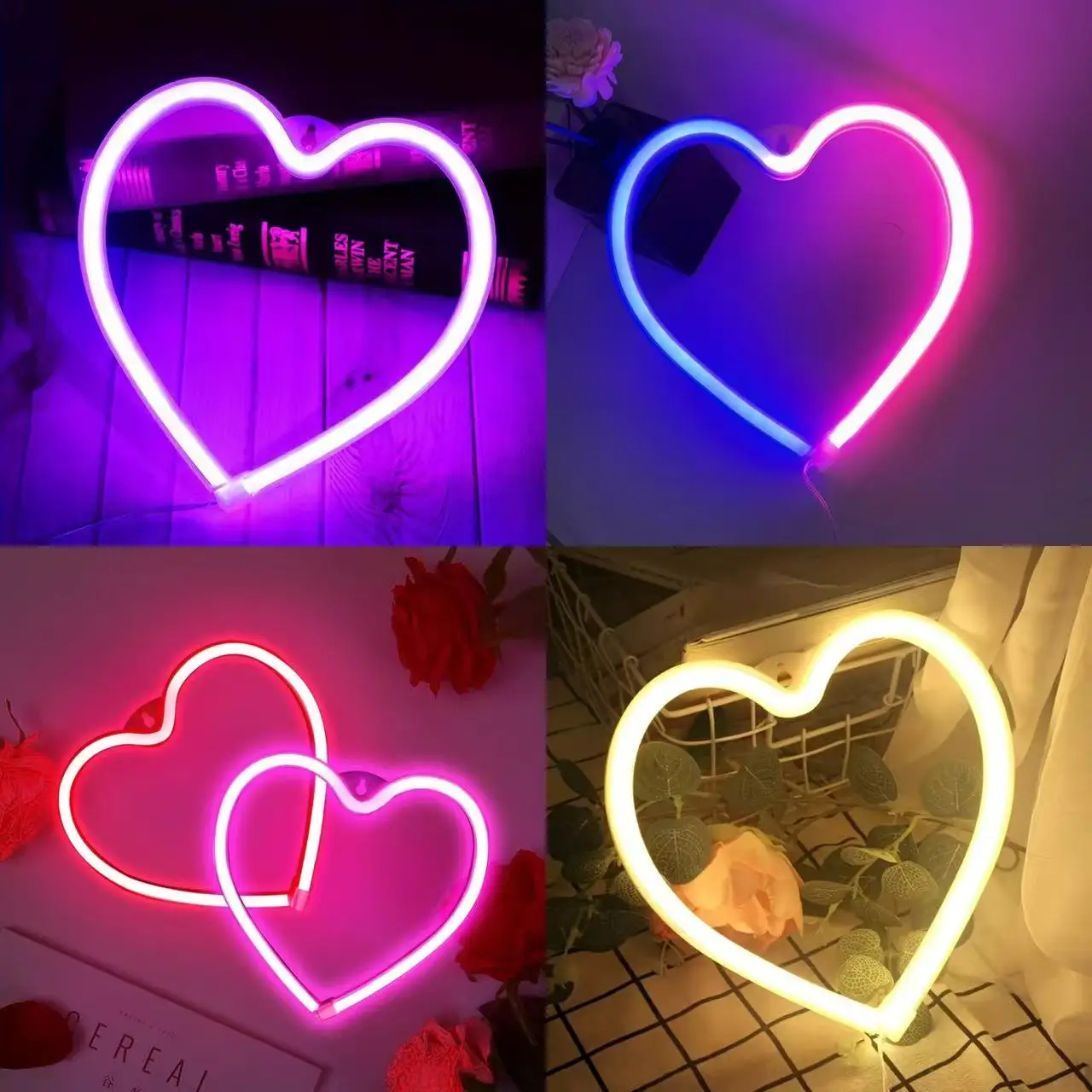 1 Piece, Love-Shaped Neon Light, USB or Battery Powered, Suitable for Room Wall Decoration, Birthday Party, Gift Giving, Photo Set, Etc. (Battery Not Included)
