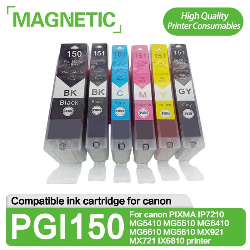 6X PGI150 PGI-150 compatible ink cartridge For canon PIXMA IP7210 MG5410 MG5510 MG6410 MG6610 MG5610 MX921 MX721 IX6810 printer