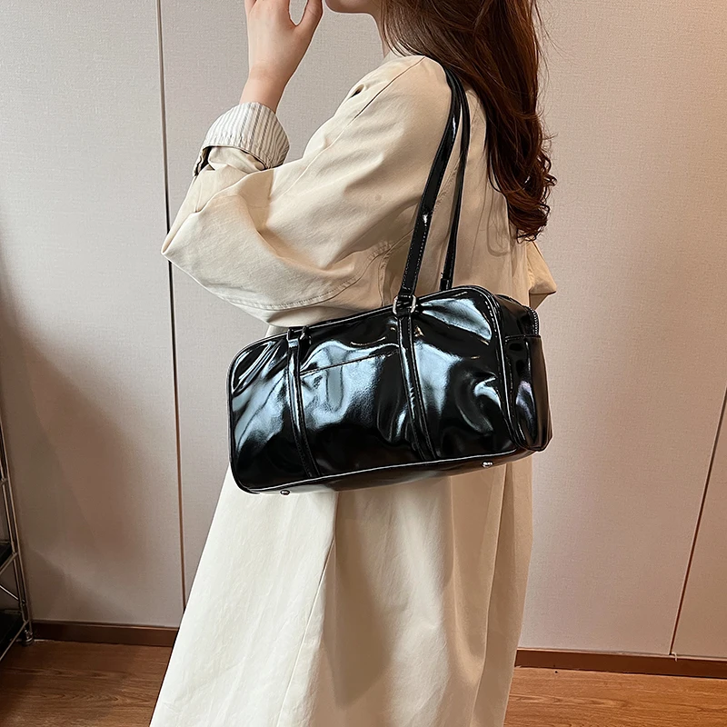 LEFTSIDE Design Small PU Leather Tote Bags for Women 2024 Y2k Korean Fashion Underarm Shoulder Bag Handbags with Short Handle