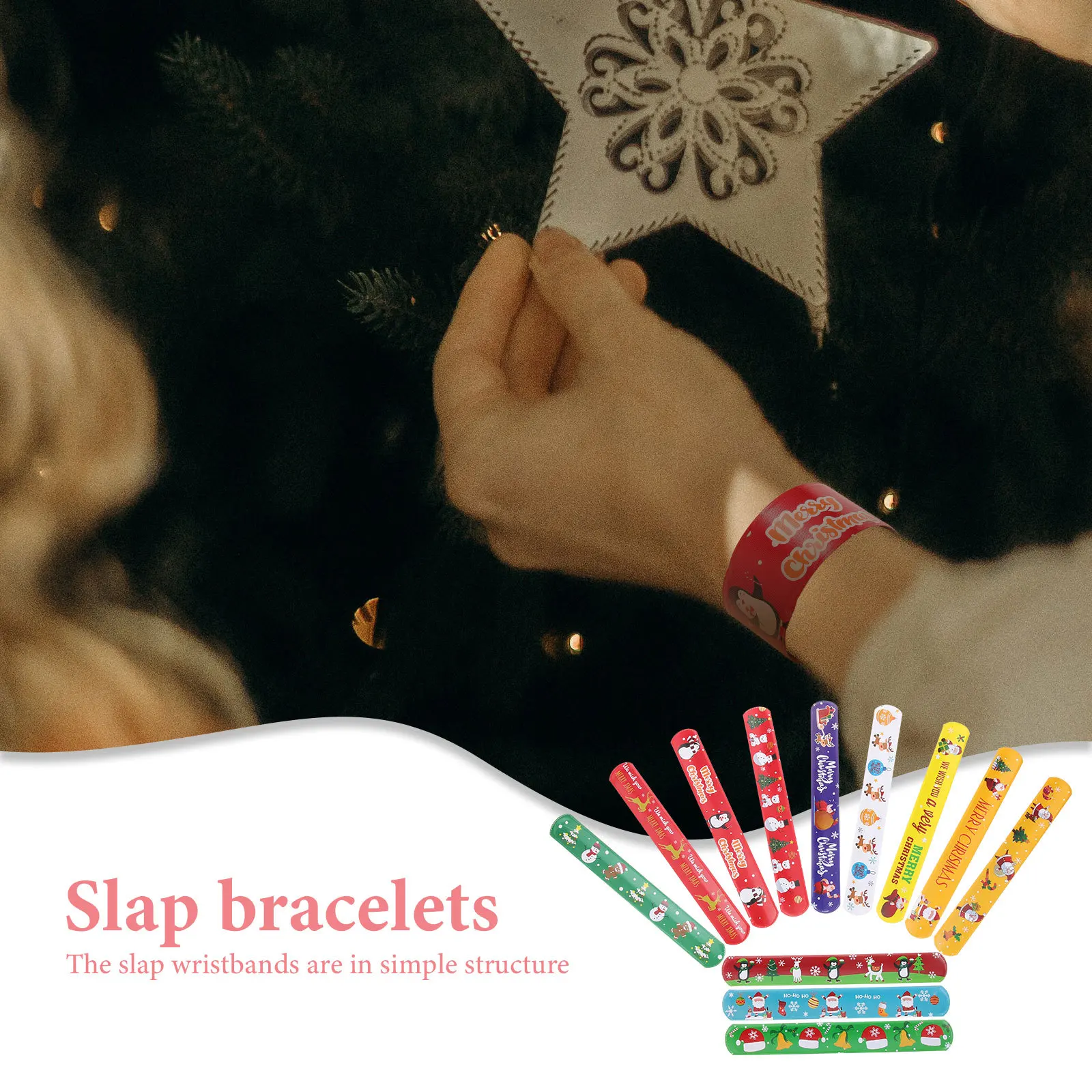 96 pçs pulseira meia de natal pulseira decoração acessório pvc feriado tapa pulseiras em massa