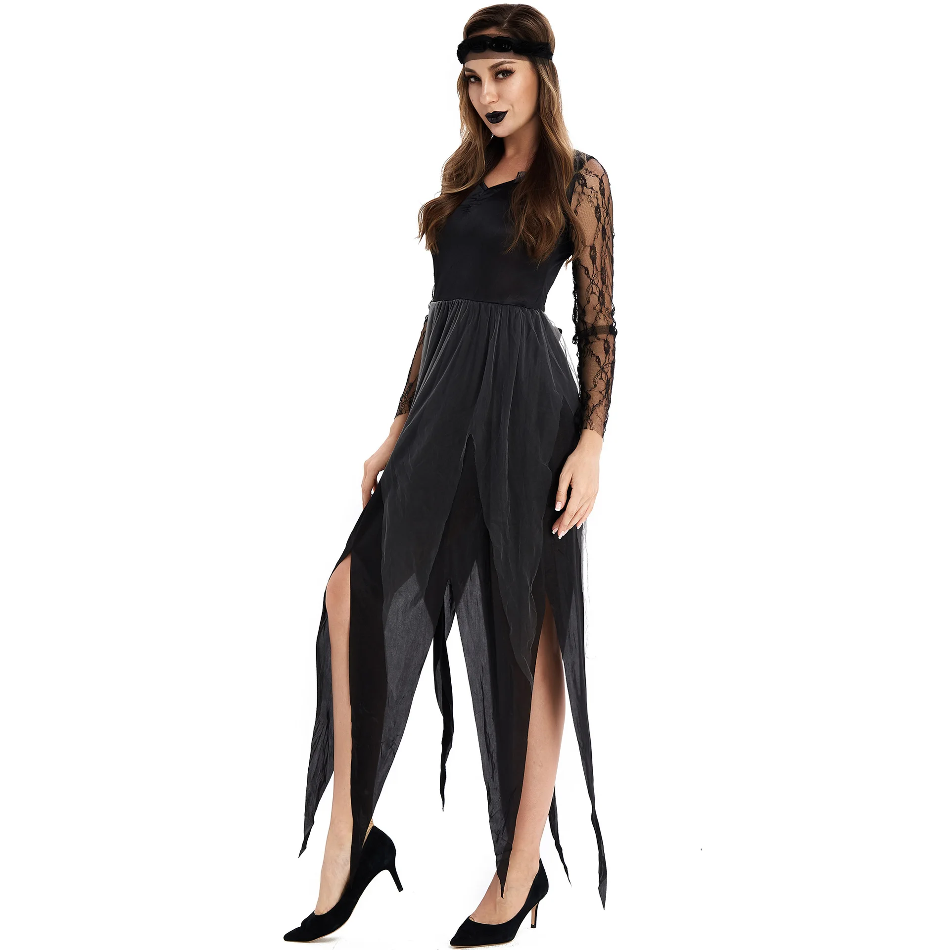 MXXL nouveau loween Zombie mariées fantôme mariée Costume femmes ethnique scène Costume blanc mariage Dr avec taches de sang
