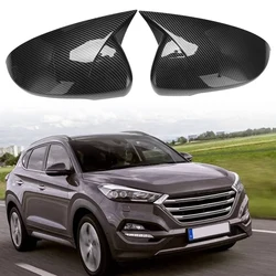 Car Ox Horn Rearview Side Glass Mirror Cover Trim Frame Side Mirror Caps for Hyundai Tucson 2015-2020