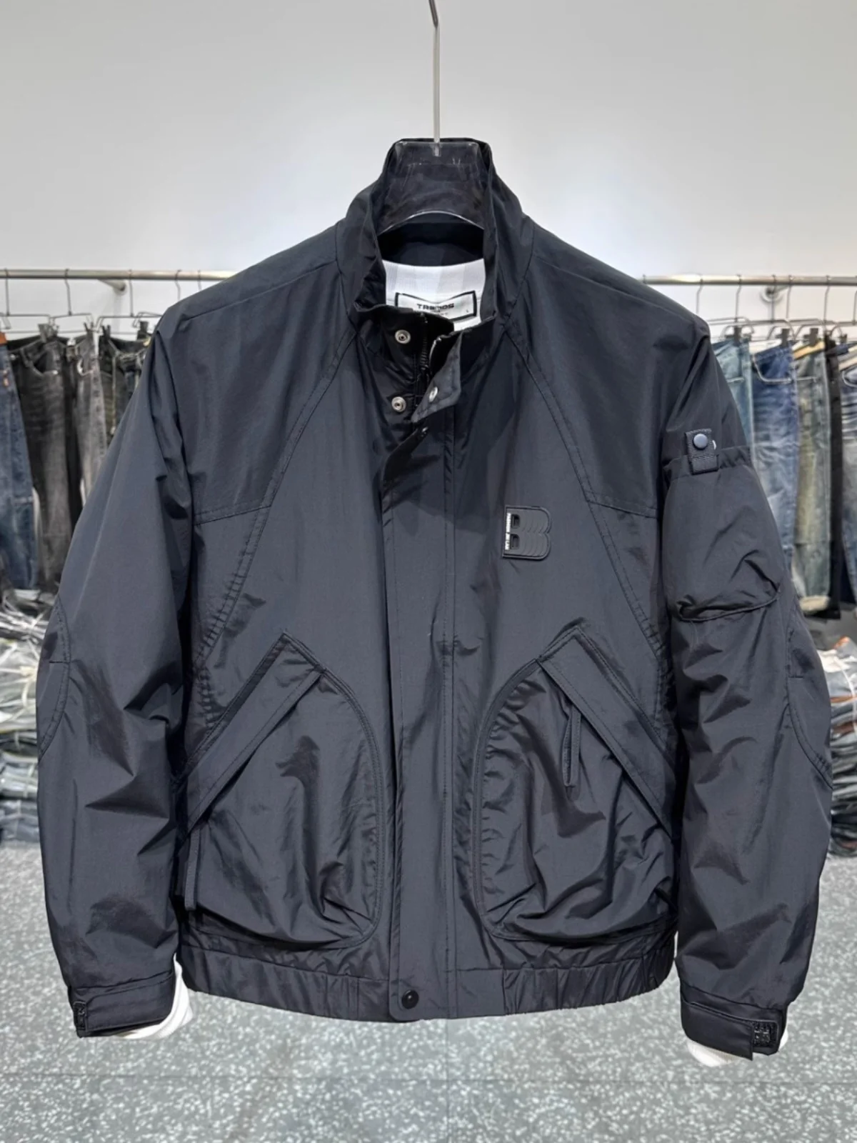 

Casual Faionable Men's Workwear Jaet Spring Autumn Stand Collar Zipper Closure Long Sve Loose Fit Polyester Fiber