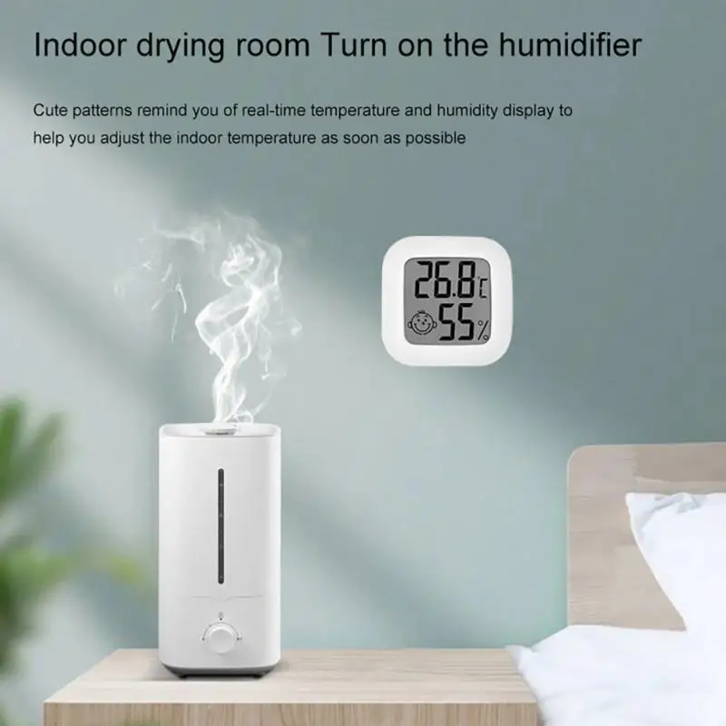 Mini Temperature And Humidity Sensor Indoor Climbing Temperature And Hygrometer Household Temperature Humidity Meter Smiley Face