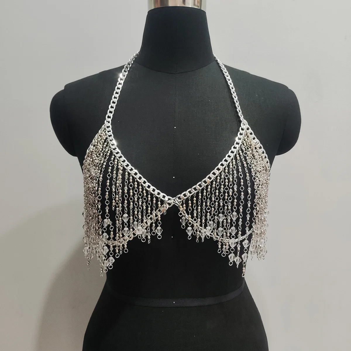 المرأة الجديدة اليدوية فو كريستال الخرز شرابة الجسم سلسلة قطعتين مثير موضة لامعة الصدر سلسلة الخصر سلسلة قطعة واحدة سلسلة