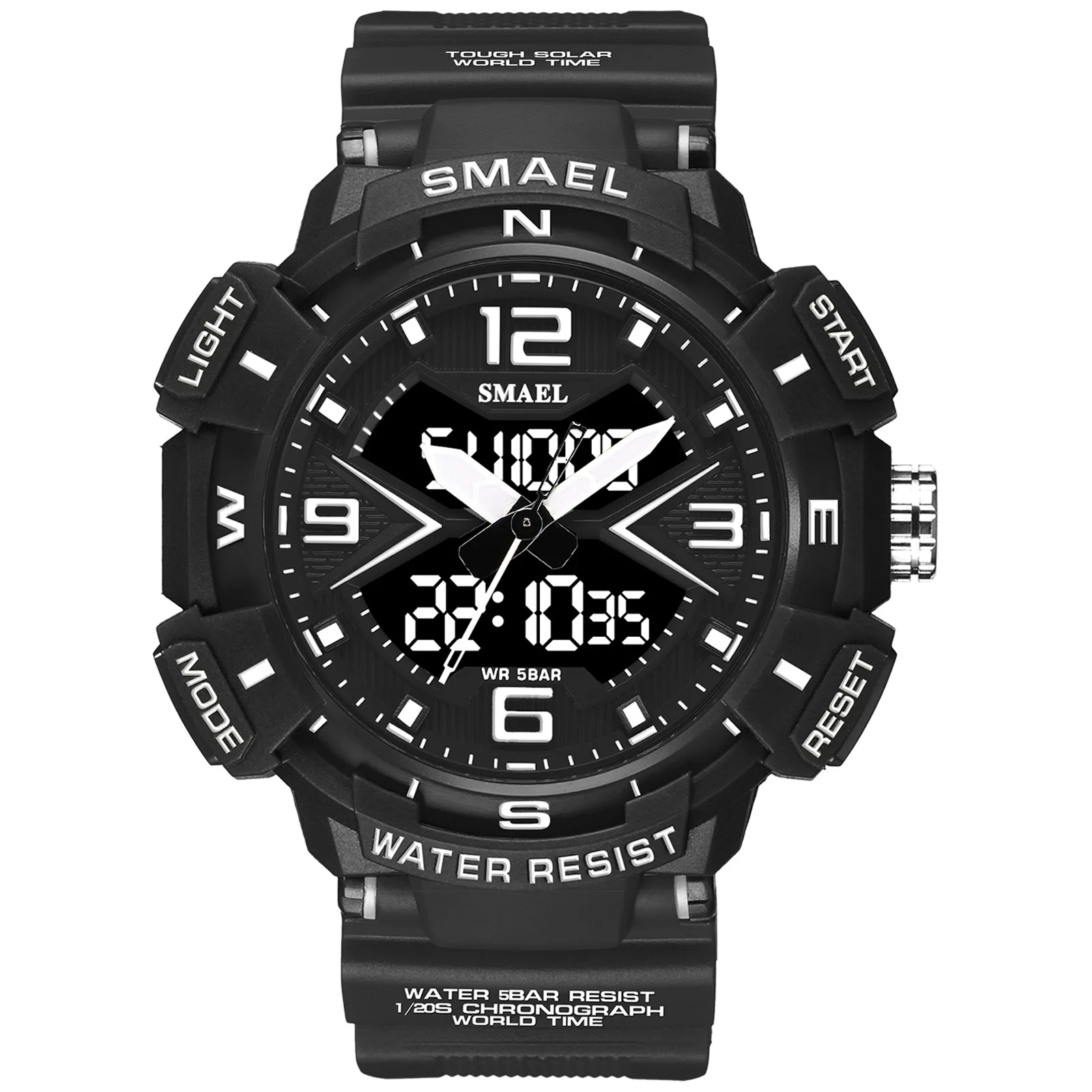 

SMAEL Montre Électronique Multifonctionnelle Étanche Double Affichage Alarme Loisirs Extérieur Montre Pour Hommes En Plein Air