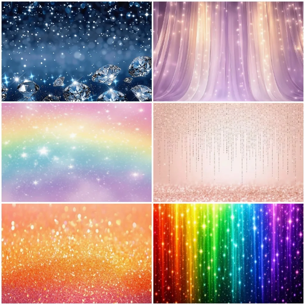 

Colorful Sparkling Background Girl Dreamy Rainbow Color Party Decoration Backdrop Wedding Adult Celebration Banner Supplies Prop