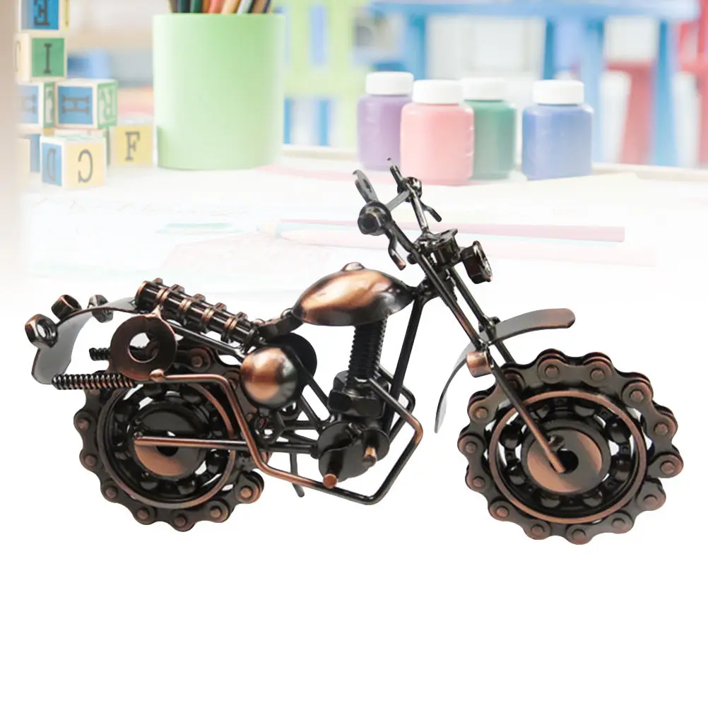 

Бронзовая большая ретро-модель мотоцикла из железа для декора дома, стола, бара, винтажная скульптура, железная модель мотоцикла