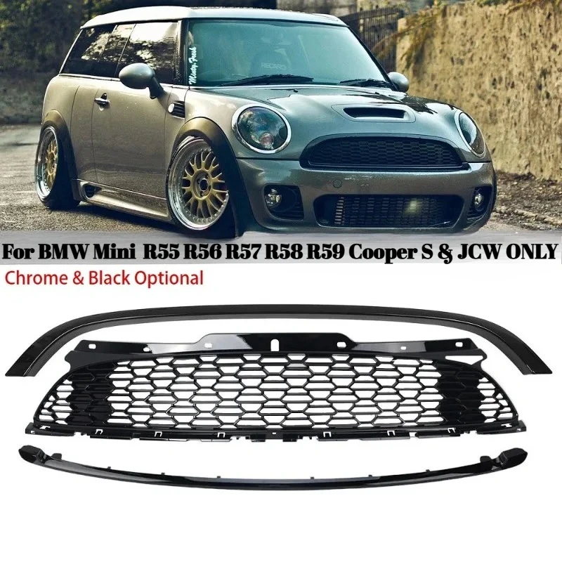 

ABS Plastic Car Front Bumper Mesh Grille Trim Splitter Spoiler Stips for BMW MINI R55 R56 R57 R58 R59 (Only for Cooper S & JCW)