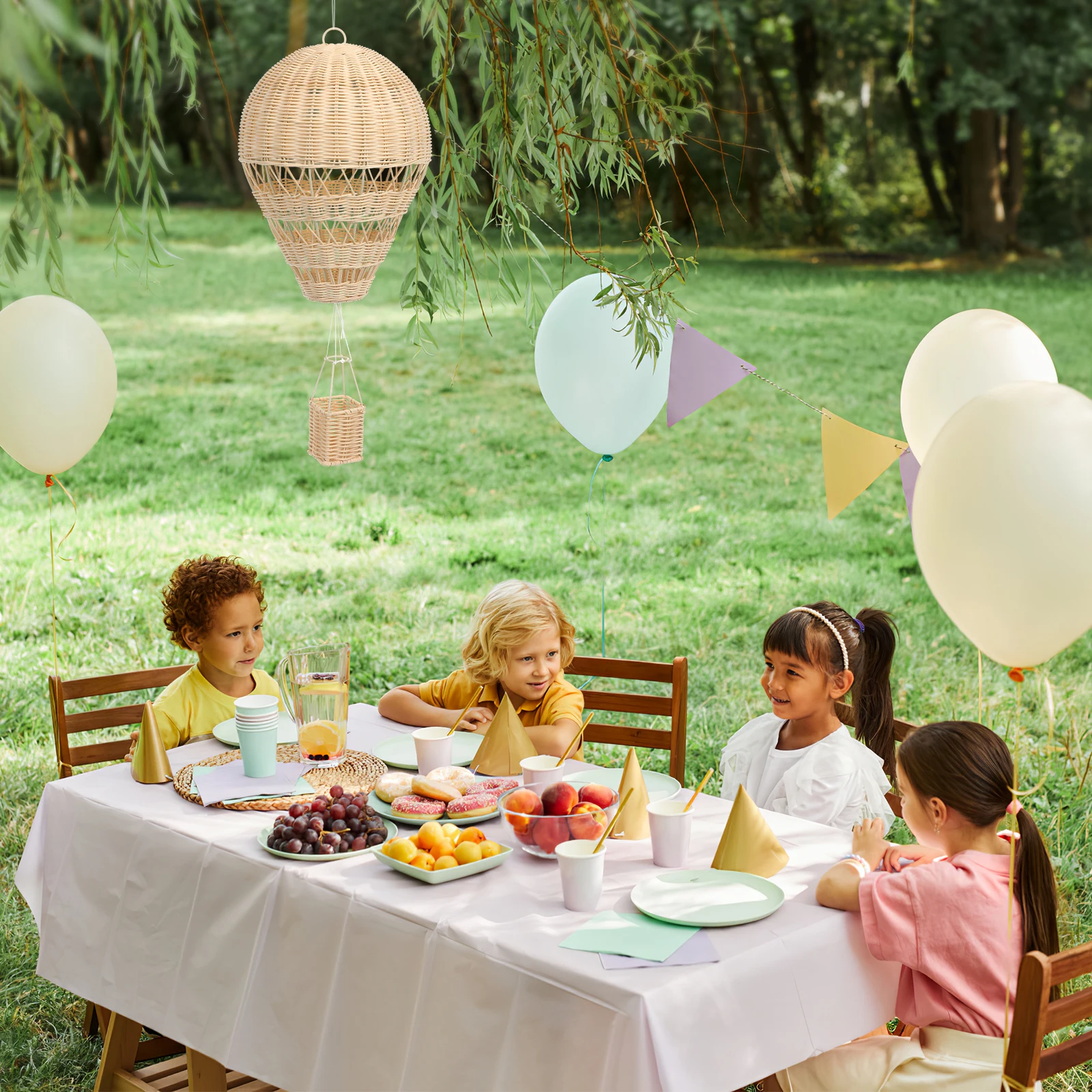 

Braided Rattan Hot Air Balloon Woven Wall Decor Kids Bedroom Home nament Photo Props Hanging Decoration