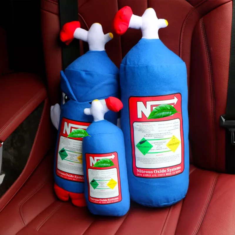 Nitrous Oxide Bottle New Plush Toys Pillow Stuffed Soft Turbo JDM Cushion Gifts Car Decor Headrest Backrest Seat Neck