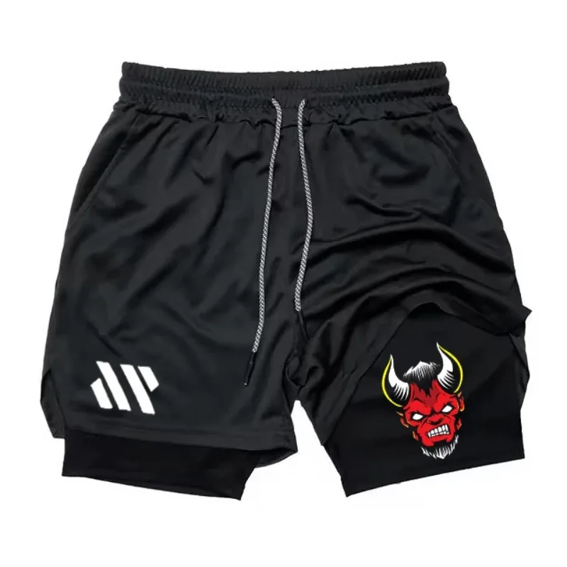 الرجال اثنين في واحد السراويل الرياضية تنفس عادية التجفيف السريع طبقة مزدوجة السراويل الركض الصيف الجري ملابس رياضية قيعان M-3XL #1