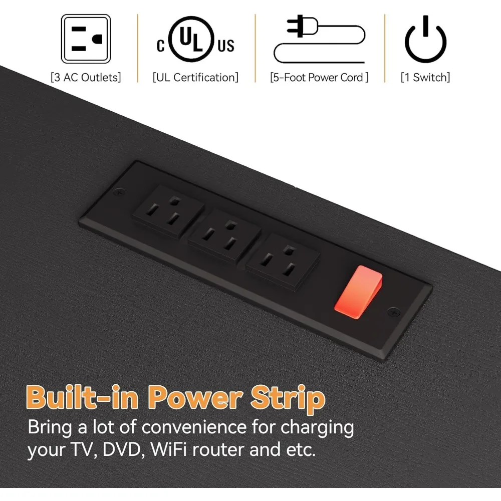 حامل تلفزيون كبير بـ 10 أدراج لأجهزة تلفزيون مقاس 55 بوصة، ومركز ترفيه مع مخرج طاقة وتخزين قماش