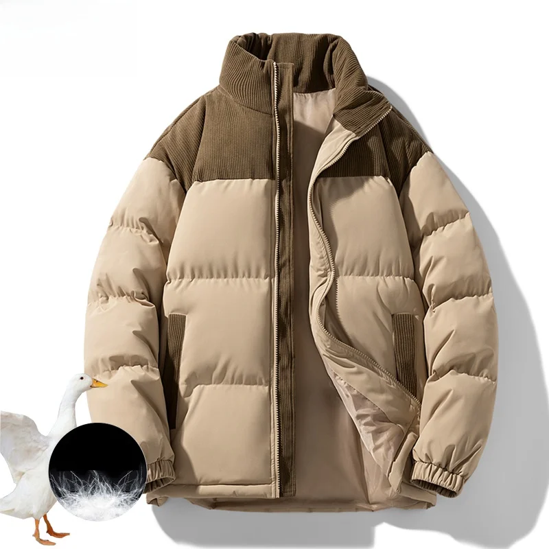 

Men's Corduroy down Jaet Warm Windproof Cotton Padded Stand Collar Fce Lined Autumn Winter Faion Ci Casual Outerwear