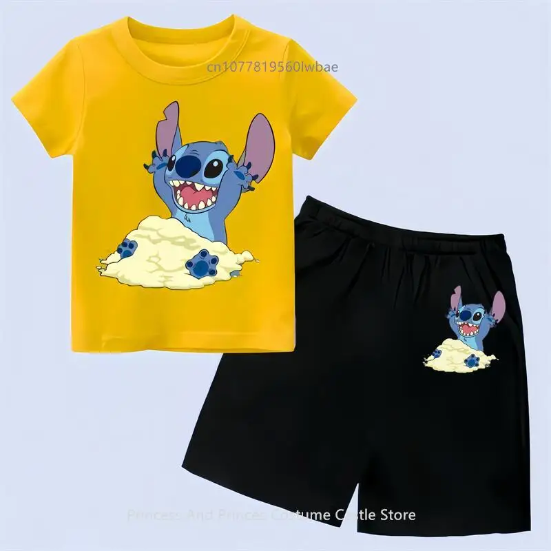 Stitch Adventures T-shirts Boy Top Tees Stylish Kids' Cartoon Short Sleeve Combo