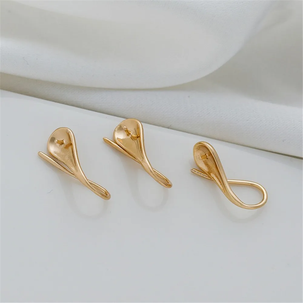 14K Gold-wrapped Plain Ear Hook com agulha, DIY Jewelry Clip, Bead Ear Hook, Handmade Material Acessórios