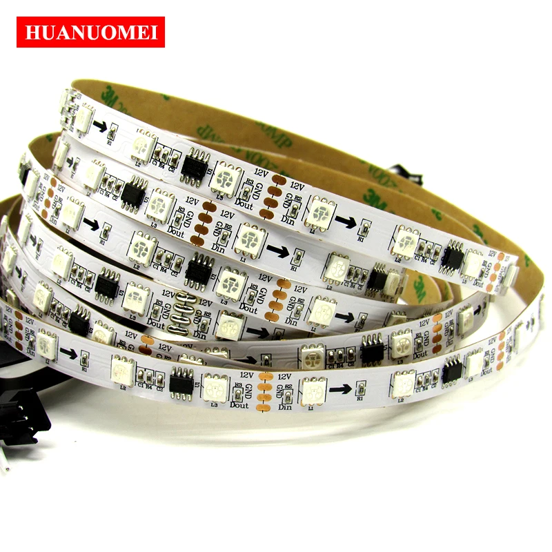 5M WS2811 RGB LED Strip Lights 48 LEDs per Meter Digital Pixel Addressable SMD 5050 White PCB Non-Waterproof Indoor DIY Lighting