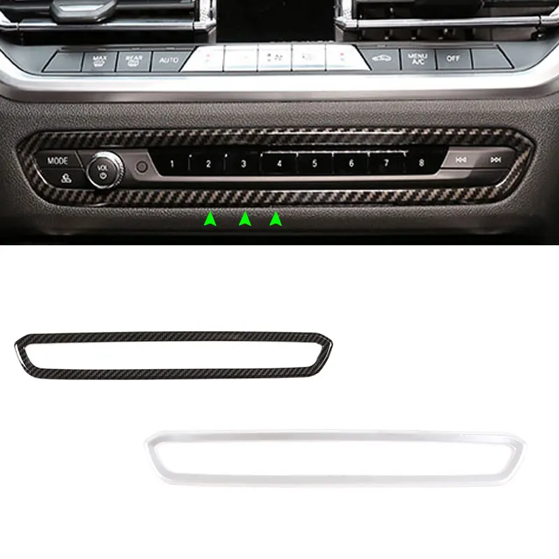 

For BMW 3 Series G20 G28 2020 Car Center Console Panel Volume Control Frame Cover Protective Trim Carbon Fiber Texture / Silver