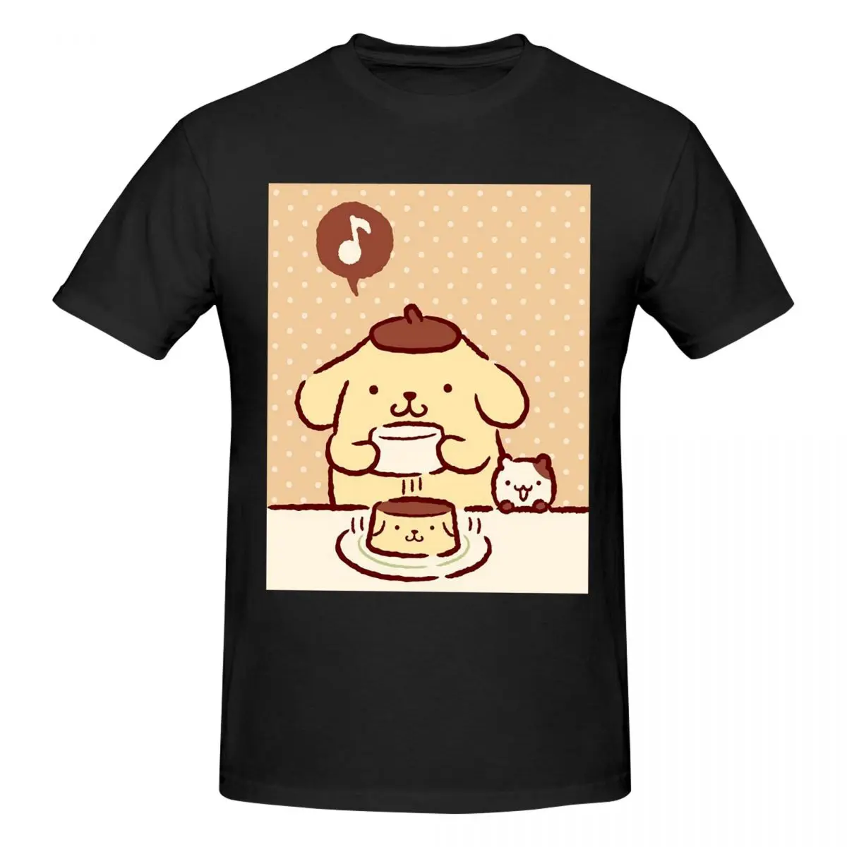 Pom Pom Purin Sanrio T-Shirt for Men Cotton Plus Size T Shirts Men's Short Sleeve Round Neck Summer Clothes Tops S-6XL