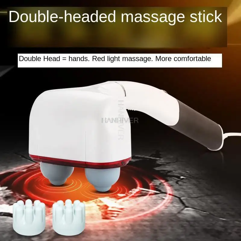 2 رؤساء تدليك شحن الكهربائية تدليك الجسم المطرقة الاهتزاز الظهر عصا تدليك عنق الرحم الرعاية الصحية تخفيف الألم