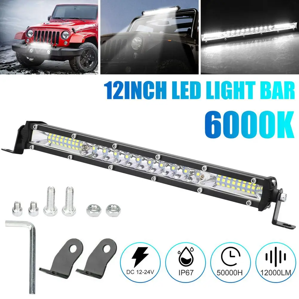 

12inch Car Work Light LED Bar LED Working Bar Offroad SUV ATV Tractor Boat Trucks Excavator Truck Driving Light 6000K 12000lm