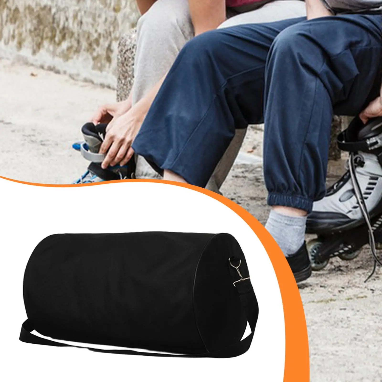 Tas Penyimpanan Sepatu Roda Kanvas Serbaguna Kapasitas Besar dengan Penutup Ritsleting untuk Sepatu Roda Inline, Quad, dan Figure