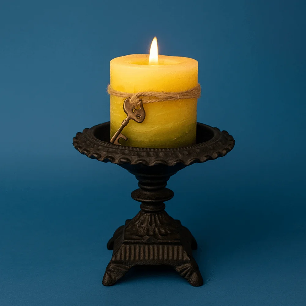 

American Style Iron High Foot Candlestick Art Retro Craft Candelabra Minimalist Storage Tray Wedding